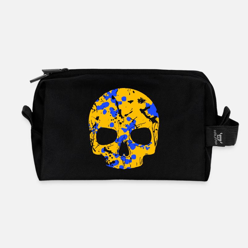 Totenkopf Bunt Camo - Recycelte Kulturtasche - Schwarz
