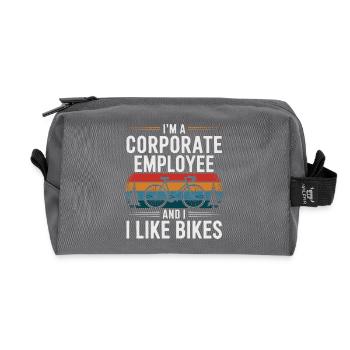 Corporate Employee Who Likes Bikes - Recycled Toiletry Zip Bag - anthracite - Front