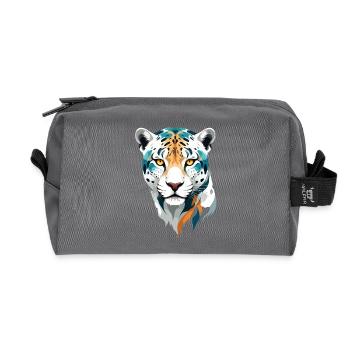 Leopard Vector Art Vibrant Colors Illustration - Recycled Toiletry Zip Bag - anthracite - Front