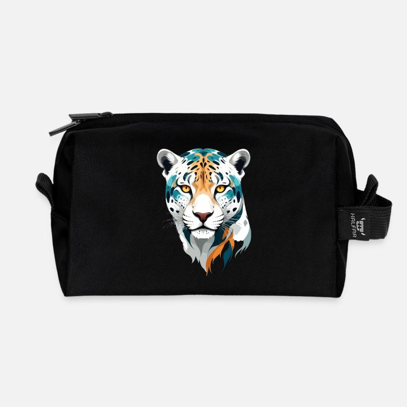 Leopard Vektor Kunst Lebendige Farben Illustration - Recycelte Kulturtasche - Schwarz