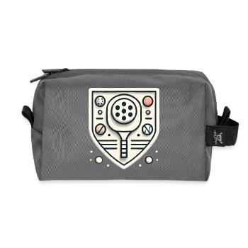 Minimalist Pickleball Badge Design - Recycled Toiletry Zip Bag - anthracite - Front