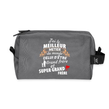 Citation Humoristique Fratrie - Trousse de toilette en tissu recyclé - anthracite - Devant