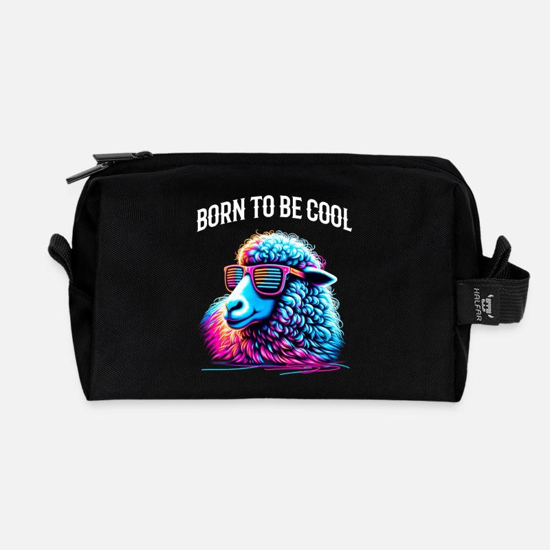 Schaf mit Brille lustig cool bunt Schäfer Geschenk - Recycelte Kulturtasche - Schwarz