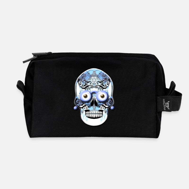 skull 1 - Recycled Toiletry Zip Bag - black