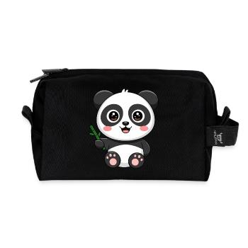 Süßer Baby Panda mit Bambus - Recycelte Kulturtasche - Schwarz - Vorne