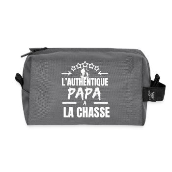 L 'AUTHENTIQUE PAPA A LA CHASSE - Trousse de toilette en tissu recyclé - anthracite - Devant