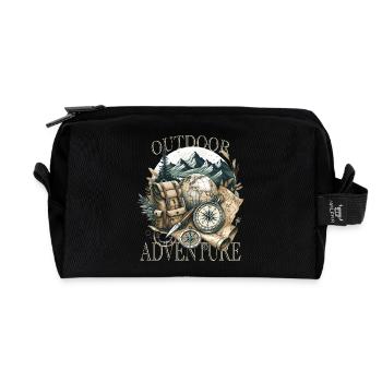 Hiking in the mountains is an experience of nature - Recycled Toiletry Zip Bag - black - Front