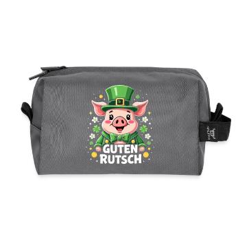 Guten Rutsch Silvester Neujahr Glücksschwein - Recycelte Kulturtasche - Anthrazit - Vorne