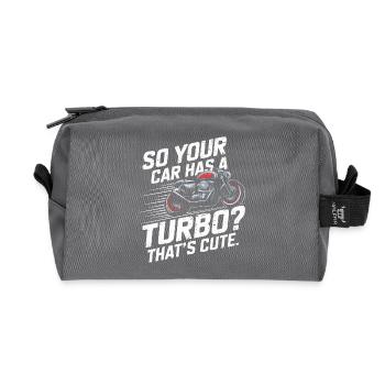Witziges Racing-Design für Motorradfans - Recycelte Kulturtasche - Anthrazit - Vorne