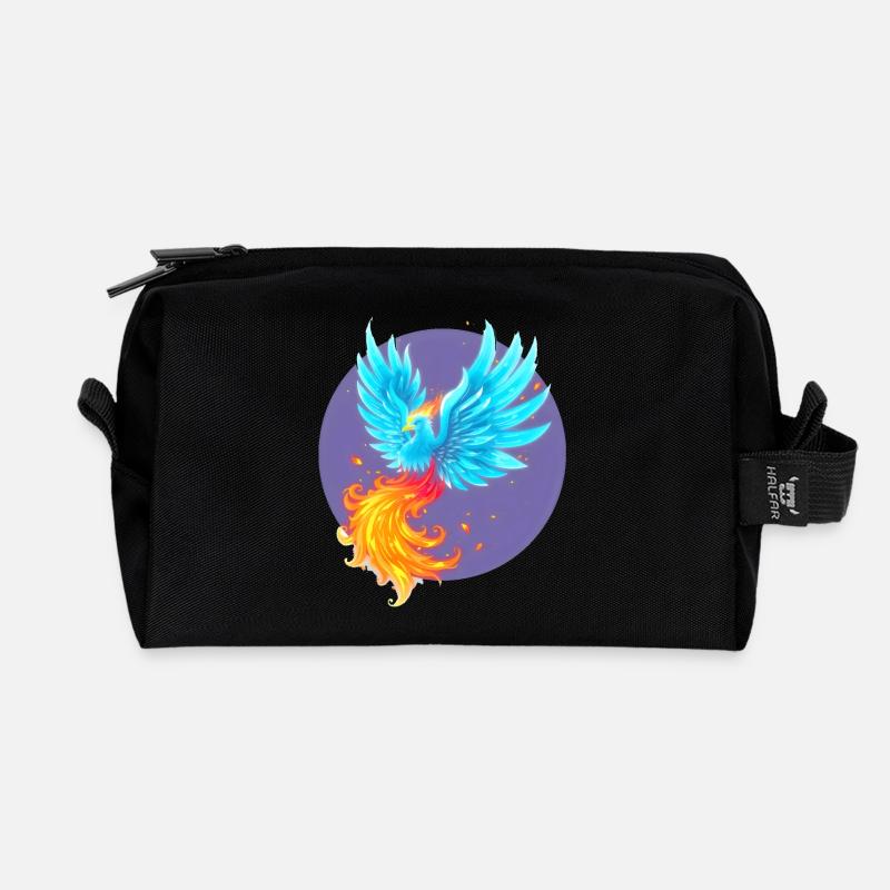 Cooler blau brennender Phönix - Recycelte Kulturtasche - Schwarz