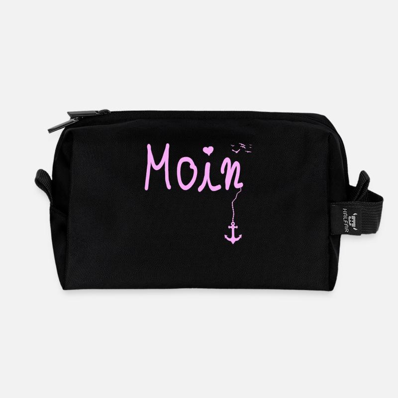 Moin Begrüßung Moin mit Möwe - Recycelte Kulturtasche - Schwarz