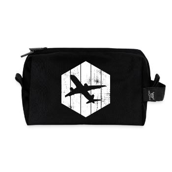 Flugzeuge Skizze - Recycelte Kulturtasche - Schwarz - Vorne