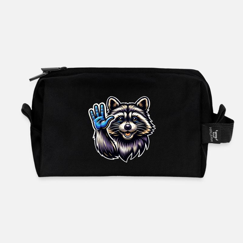 Waschbär - Recycelte Kulturtasche - Schwarz