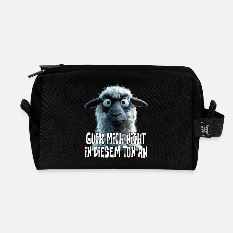 Guck mich nicht in diesem Ton an, lustiges Schaf - Recycelte Kulturtasche - Schwarz