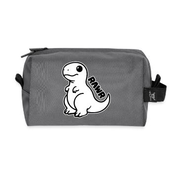 Dinosaure mignon - T-rex Rawr Design - Trousse de toilette en tissu recyclé - anthracite - Devant