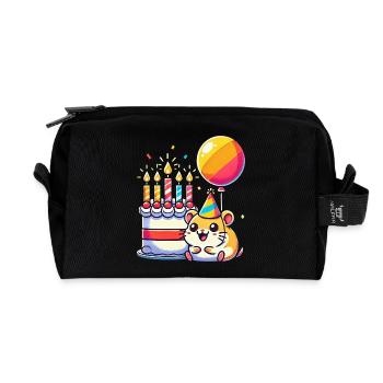 Hamster Kid Celebrating Birthday - Recycelte Kulturtasche - Schwarz - Vorne