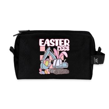 Easter eggs - Recycled Toiletry Zip Bag - black - Front