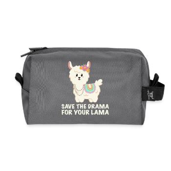 Save the drama for your lama - Recycled Toiletry Zip Bag - anthracite - Front