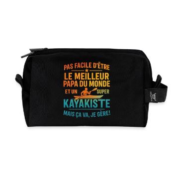 Papa kayakiste cadeau fête des pères Kayak Noël - Trousse de toilette en tissu recyclé - noir - Devant