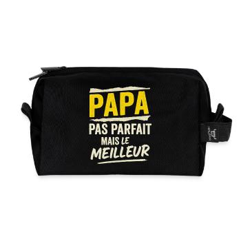 Papa pas parfait mais le meilleur idée cadeau père - Trousse de toilette en tissu recyclé - noir - Devant