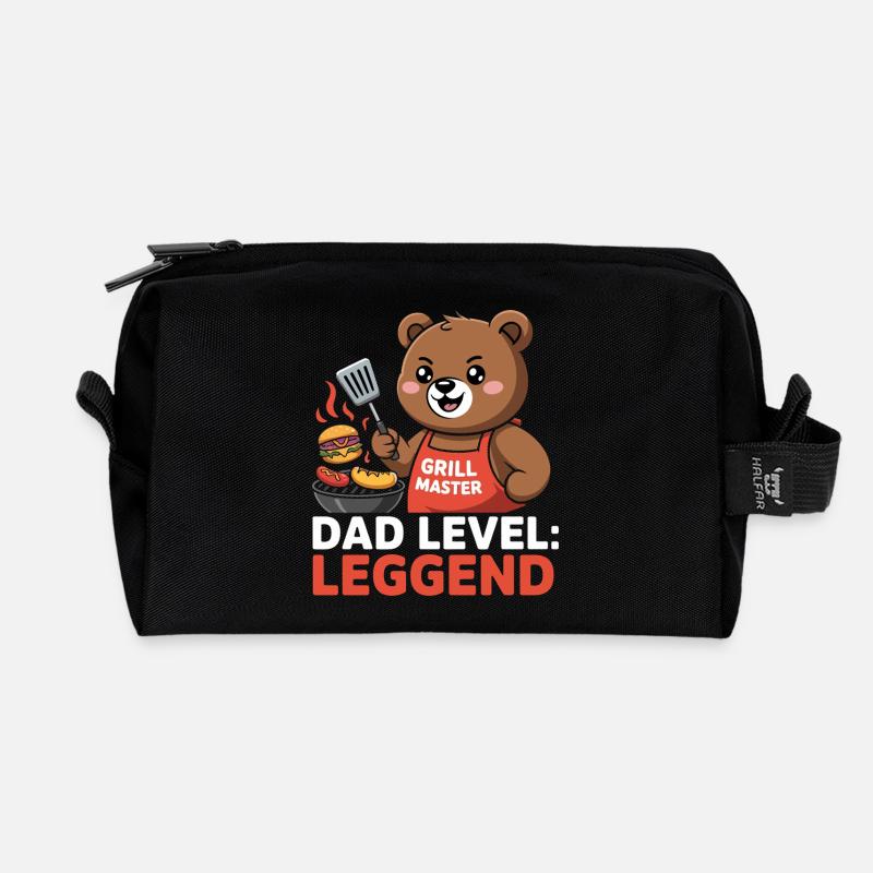 Dad Level: Leggends Grill Master Bear - Recycled Toiletry Zip Bag - black