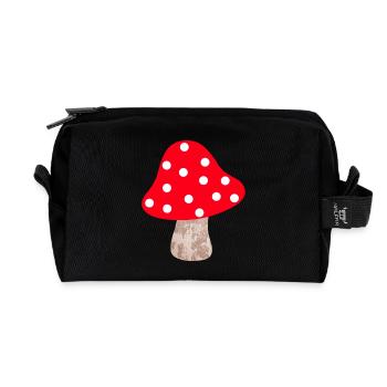 Mushroom Points Fairy Tale Dots Lucky Charm Lucky Child - Recycled Toiletry Zip Bag - black - Front