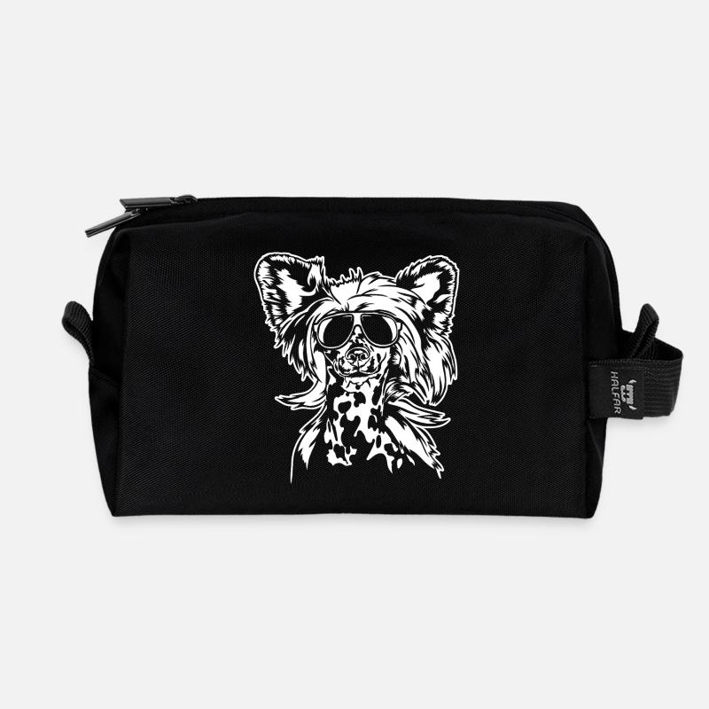 Chinese Crested Dog cool Portrait Hunde Wilsigns - Recycelte Kulturtasche - Schwarz