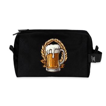 Bier Bierkrug Hopfen - Recycelte Kulturtasche - Schwarz - Vorne
