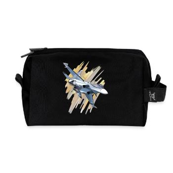 Avion de chasse au design dynamique - Trousse de toilette en tissu recyclé - noir - Devant