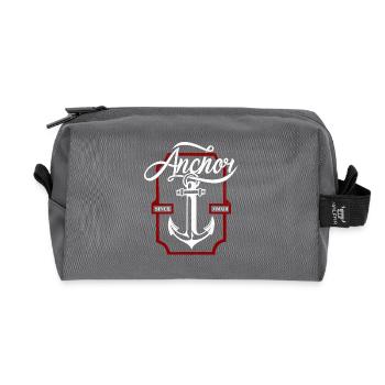 Vintage Anker Typografie – Retro nautisches Design - Recycelte Kulturtasche - Anthrazit - Vorne
