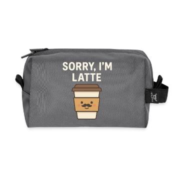 Désolé, je suis Latte – Drôle de design de café - Trousse de toilette en tissu recyclé - anthracite - Devant