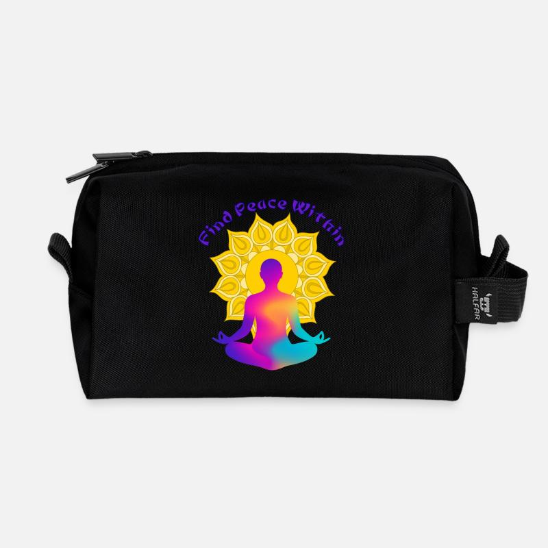 Find a Peace Within Mandala Glow - Recycled Toiletry Zip Bag - black