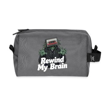 Rewind My Brain Zombie Illustration - Recycled Toiletry Zip Bag - anthracite - Front