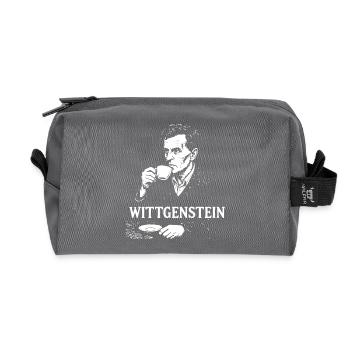 Wittgenstein Philosoph Kaffee Portrait - Recycelte Kulturtasche - Anthrazit - Vorne