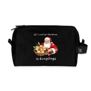 Der Weihnachtsmann mit einem Teller Knödel. Aquarell-Stil. - Recycelte Kulturtasche - Schwarz - Vorne