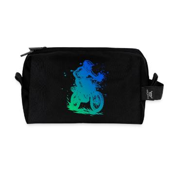 Iconic motocross motif - Recycled Toiletry Zip Bag - black - Front