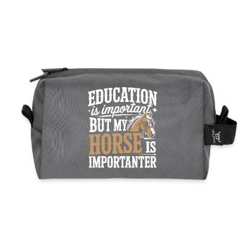 Education is Important but My Horse Is Importanter - Recycled Toiletry Zip Bag - anthracite - Front