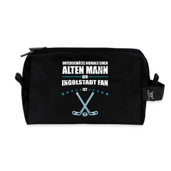 Alter Mann - Ingolstadt Eishockey Fan | Retro - Recycelte Kulturtasche - Schwarz - Vorne