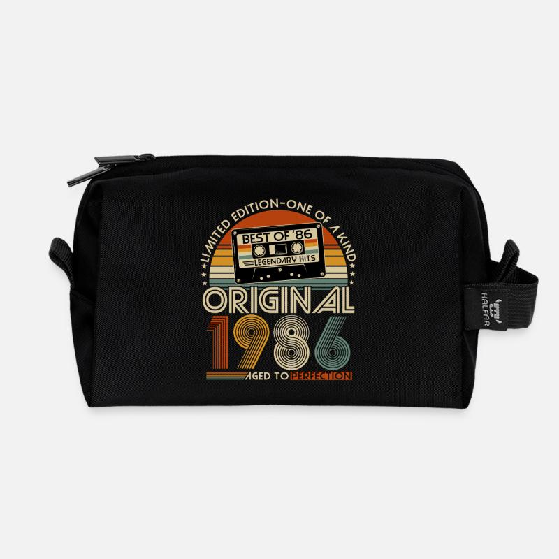 1986 Jahrgang  40. Geburtstag Retro Geschenk - Recycelte Kulturtasche - Schwarz