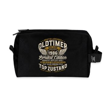 40e anniversaire 1986 Voiture vintage Rétro - Trousse de toilette en tissu recyclé - noir - Devant