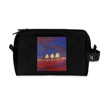 Trois arbres au coucher du soleil - Trousse de toilette en tissu recyclé - noir - Devant