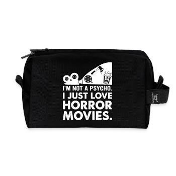 Horror Movies Love Typography - Recycled Toiletry Zip Bag - black - Front