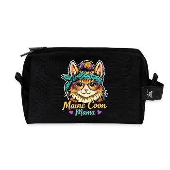 Maine Coon Mama Katzenmotiv mit Brille Aesthetic - Recycelte Kulturtasche - Schwarz - Vorne