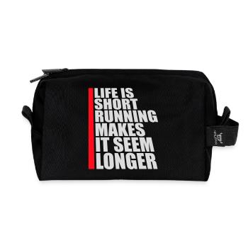 Life Is Short Running Makes It Seem Longer Funny - Recycled Toiletry Zip Bag - black - Front