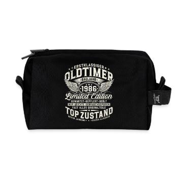 Voiture vintage 1986 40e anniversaire cadeau rétro - Trousse de toilette en tissu recyclé - noir - Devant