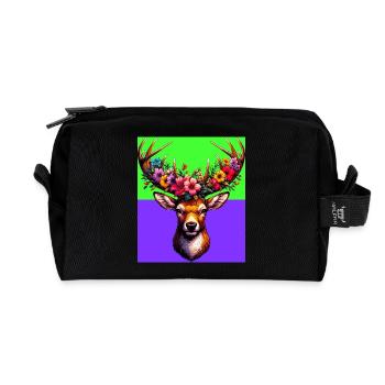 Deer - Recycled Toiletry Zip Bag - black - Front