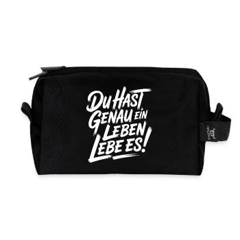 Du hast nur ein Leben – Liebe es - Recycelte Kulturtasche - Schwarz - Vorne