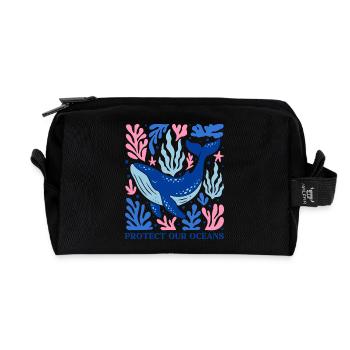 Save Oceans Boho Protect Our Oceans Whale - Recycled Toiletry Zip Bag - black - Front