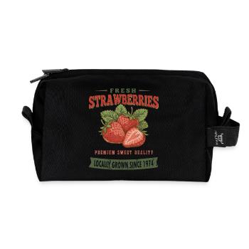 Vintage Erdbeer Shirt, Sweet Strawberry Style - Recycled Toiletry Zip Bag - black - Front