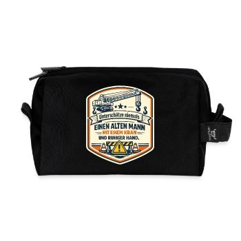 Kranmeister Alter Mann Patch - Recycelte Kulturtasche - Schwarz - Vorne